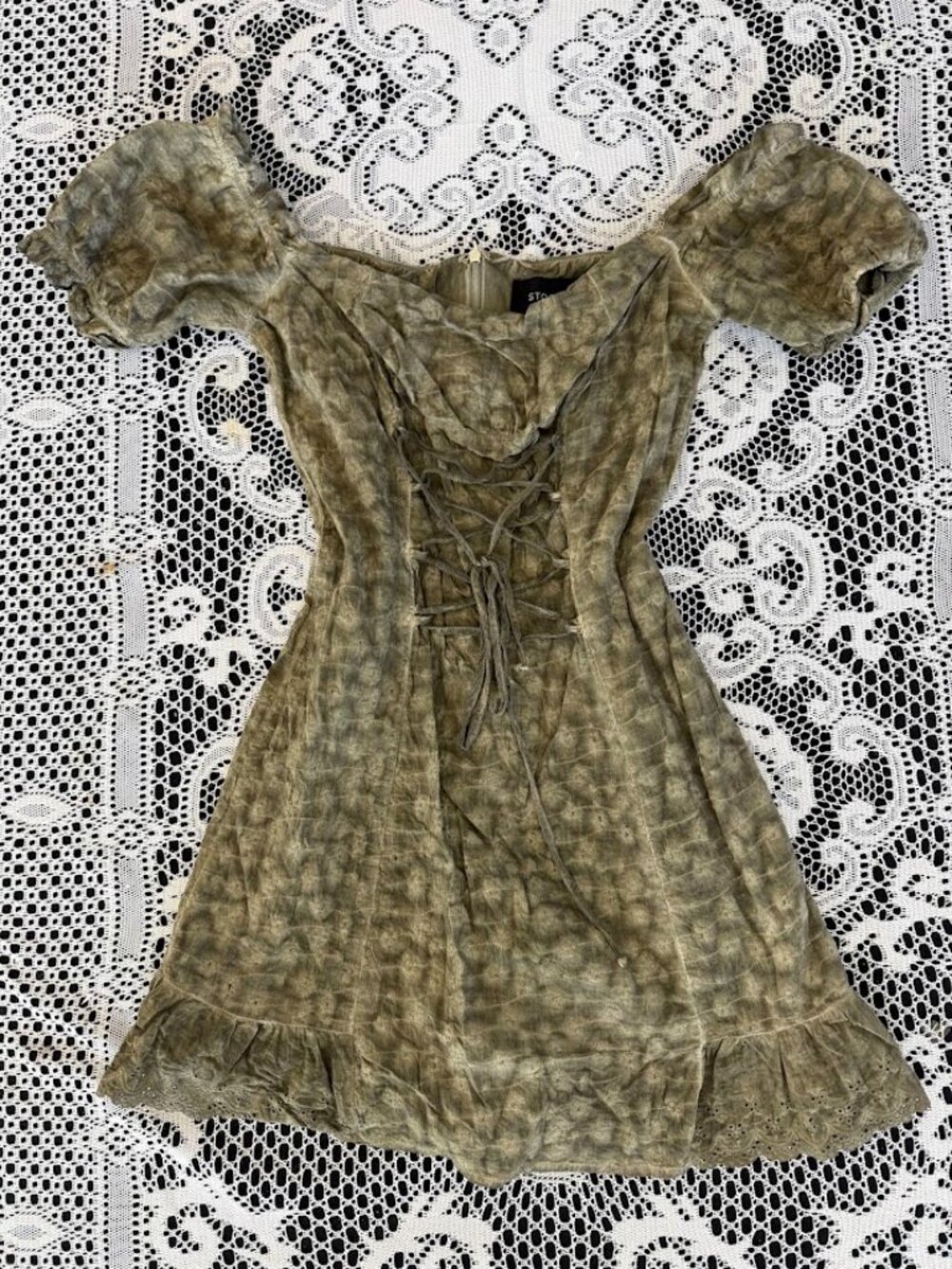 Olive Green Fairycore Mini Dress - Size XS/S